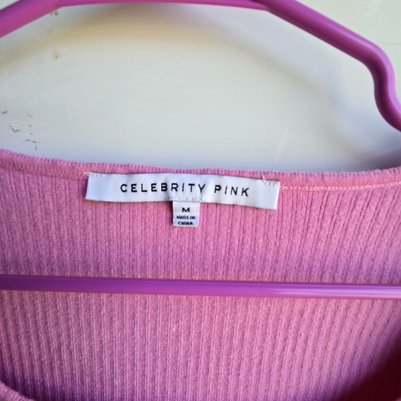 Pink Ribbed Puff Sleeve Top - Picture 2 of 3